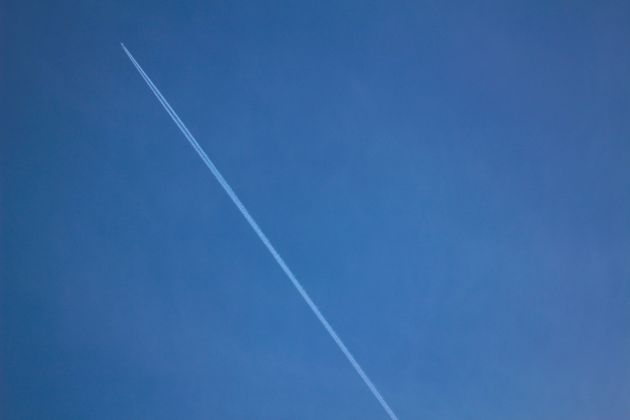 airplane contrails blue free photo