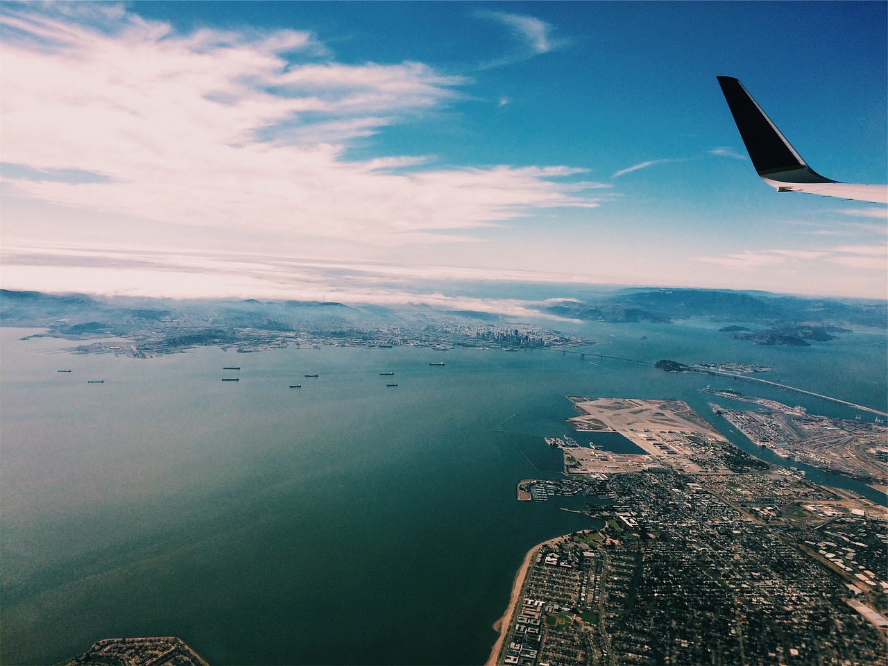 airplane aerial view free photo