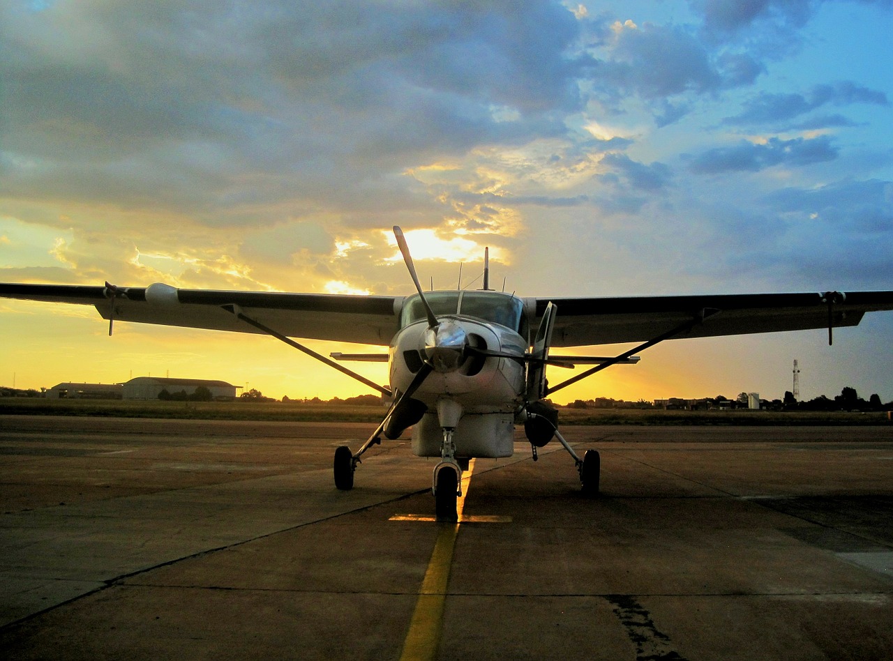 airplane propeller sunset free photo