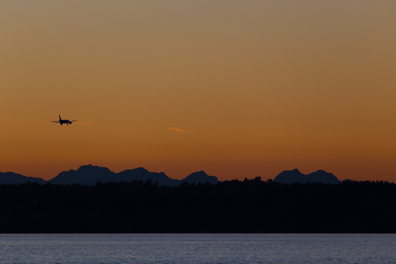 airplane evening sunset free photo