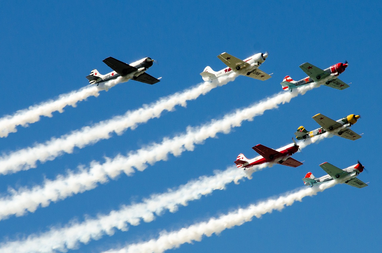 airplane sky formation free photo