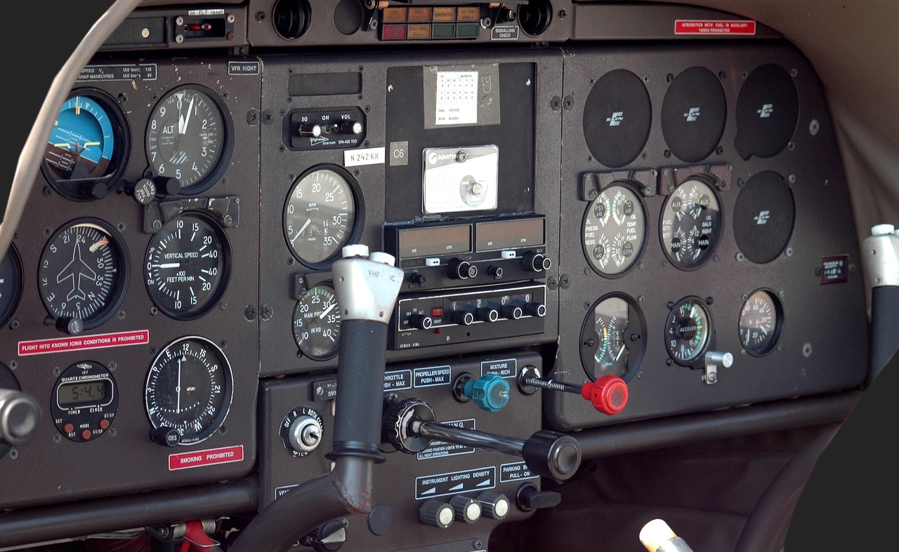 airplane cockpit aircraft instrument panel free photo