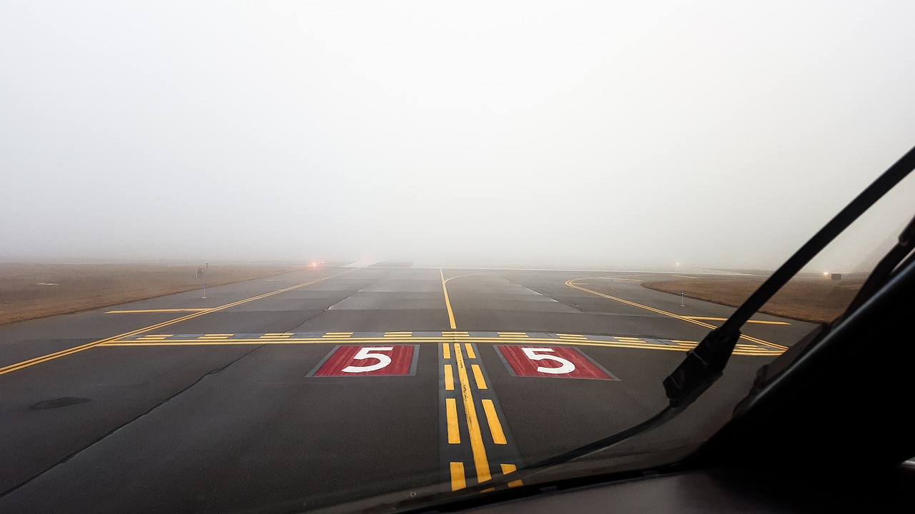 airport runway fog free photo