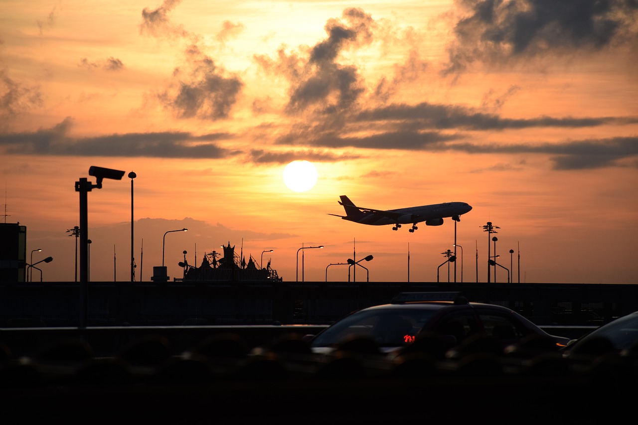 airport airplane sky free photo