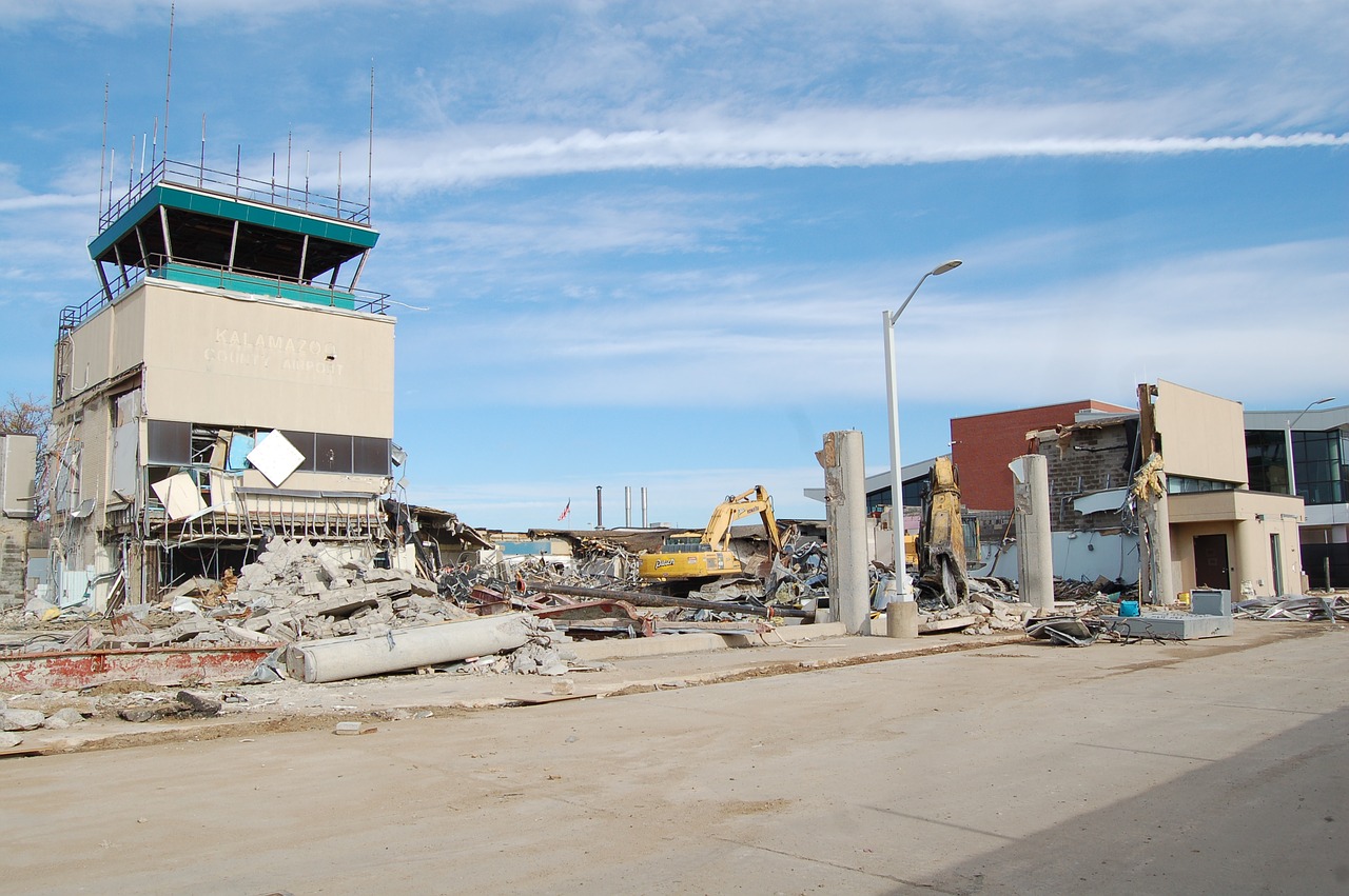 airport  demolition  rubble free photo