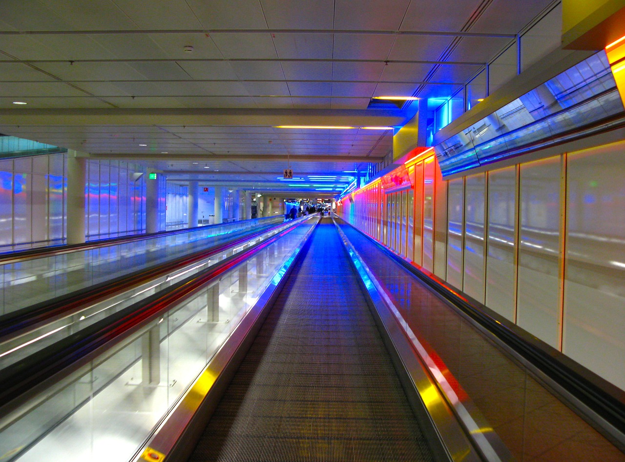 airport treadmill passenger transport free photo