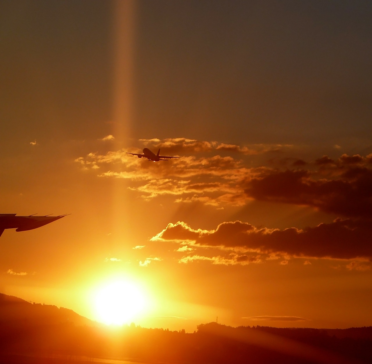 airport aircraft sunset free photo