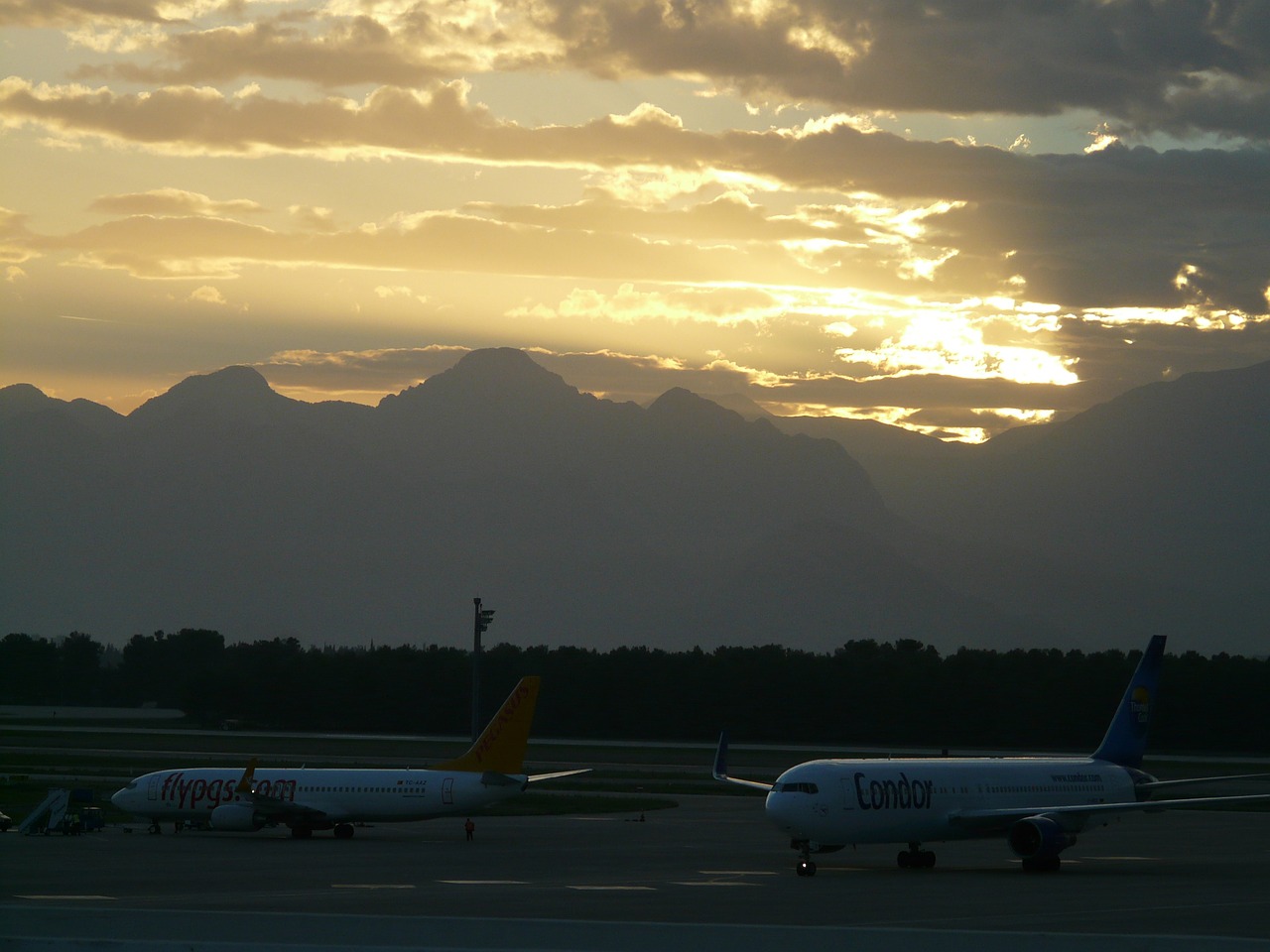 airport aircraft sunset free photo
