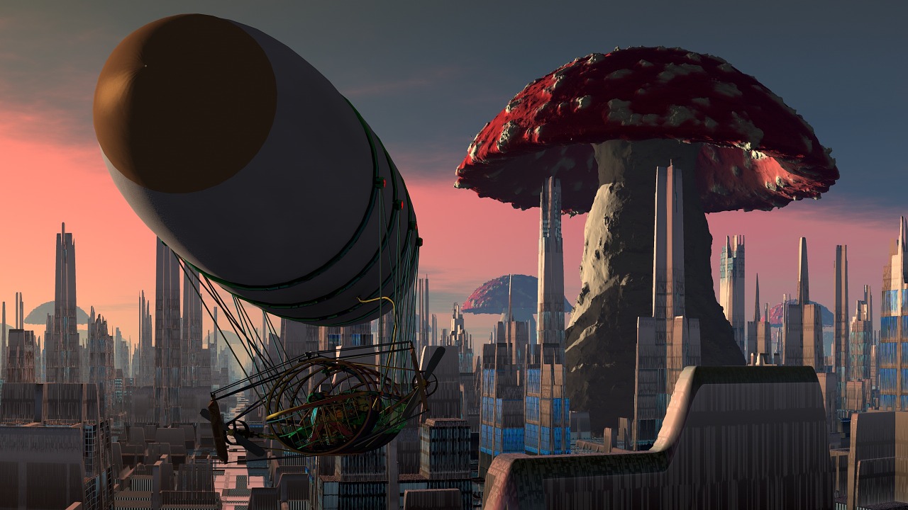 airship city mushroom free photo