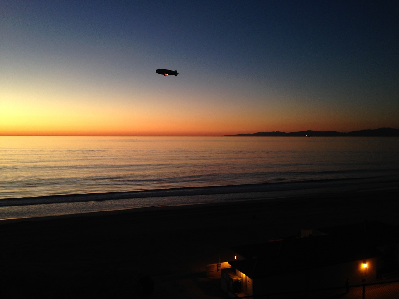 airship blimp sunset free photo
