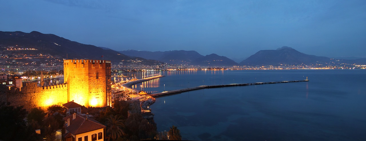 alanya night beach free photo