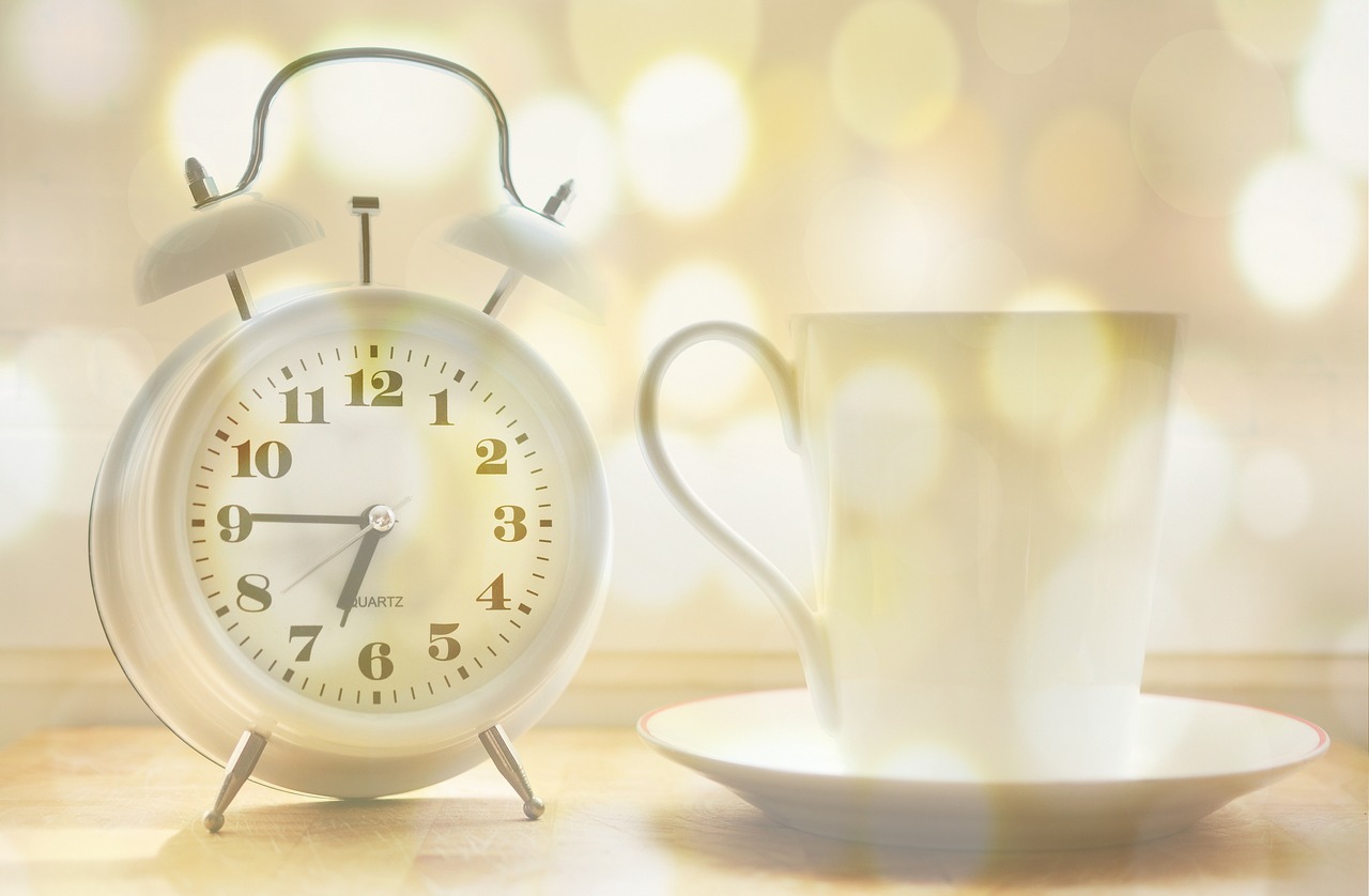 alarm clock coffee cup time of free photo