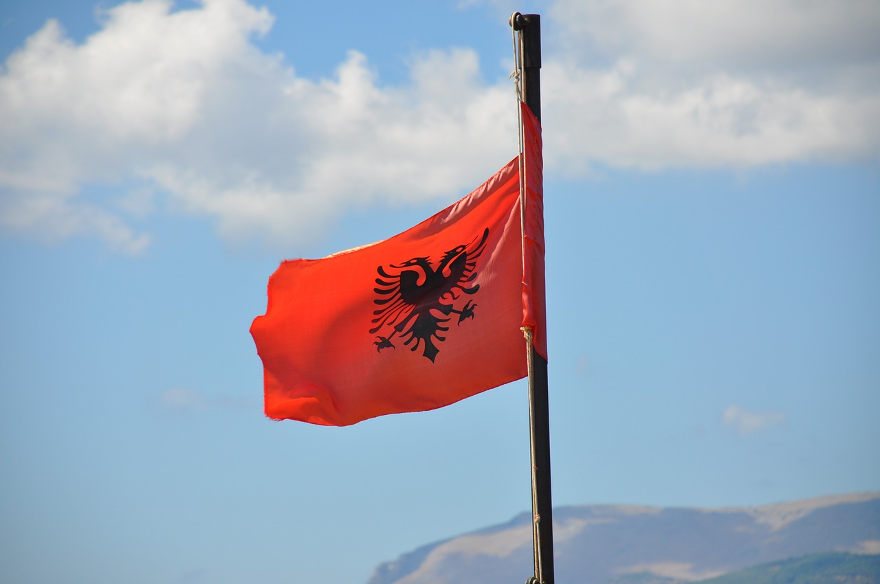 albania national flag balkans free photo
