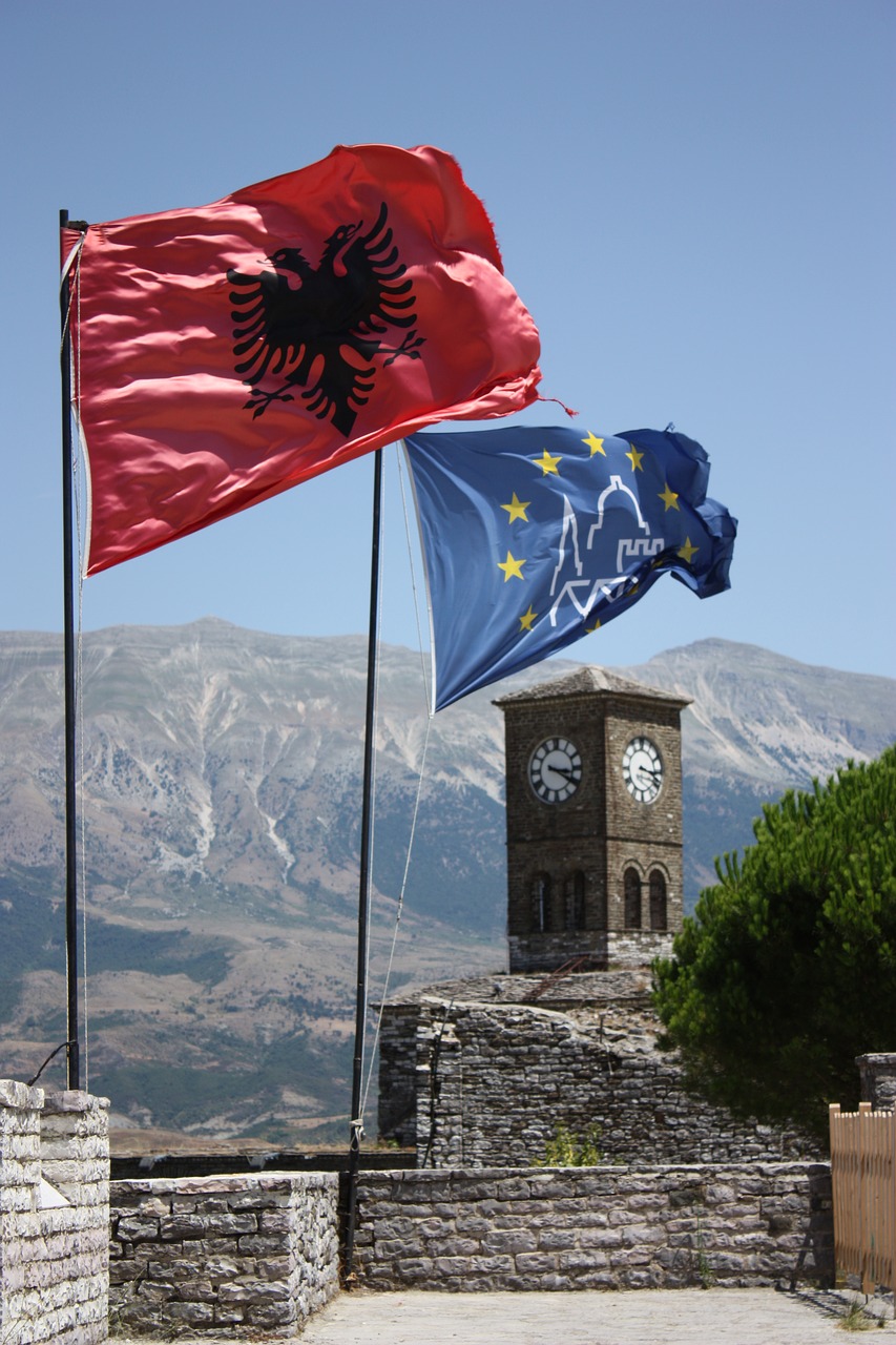 albania flag landscape free photo