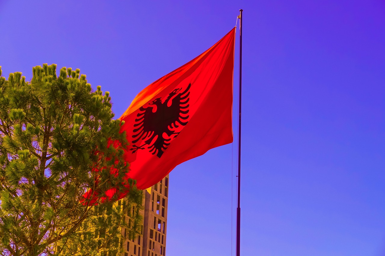 albanian flag tirana free photo