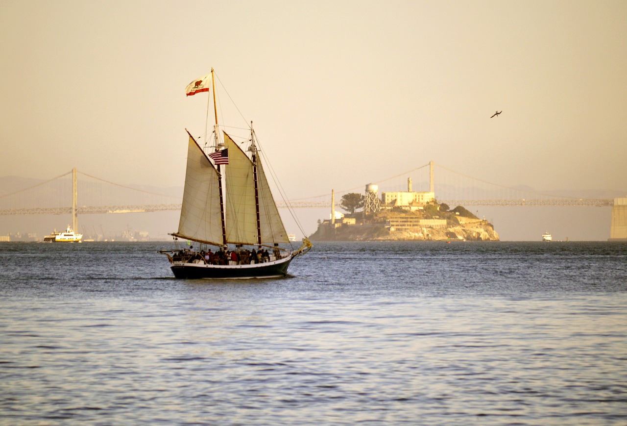 alcatraz island sailboat free photo