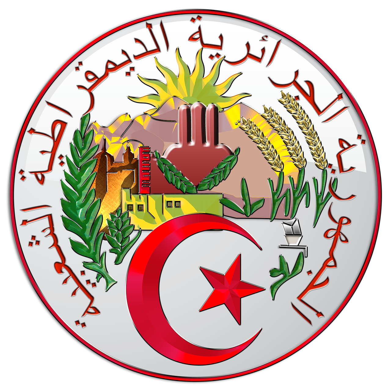 algeria coat of arms heraldry free photo