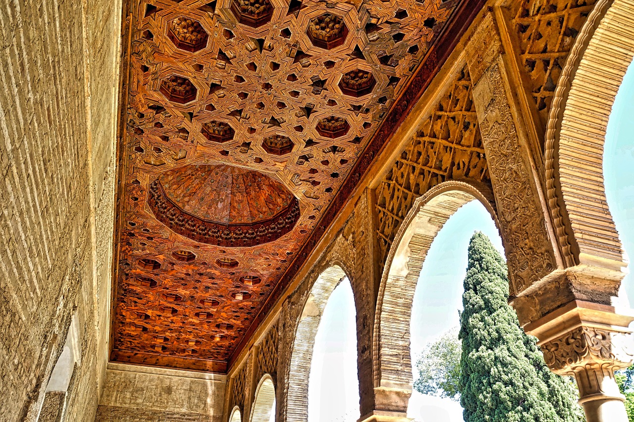 alhambra ceiling arches free photo