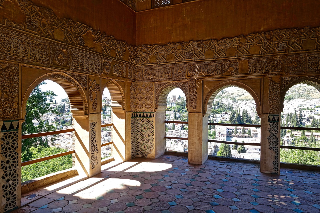 alhambra arches moorish free photo