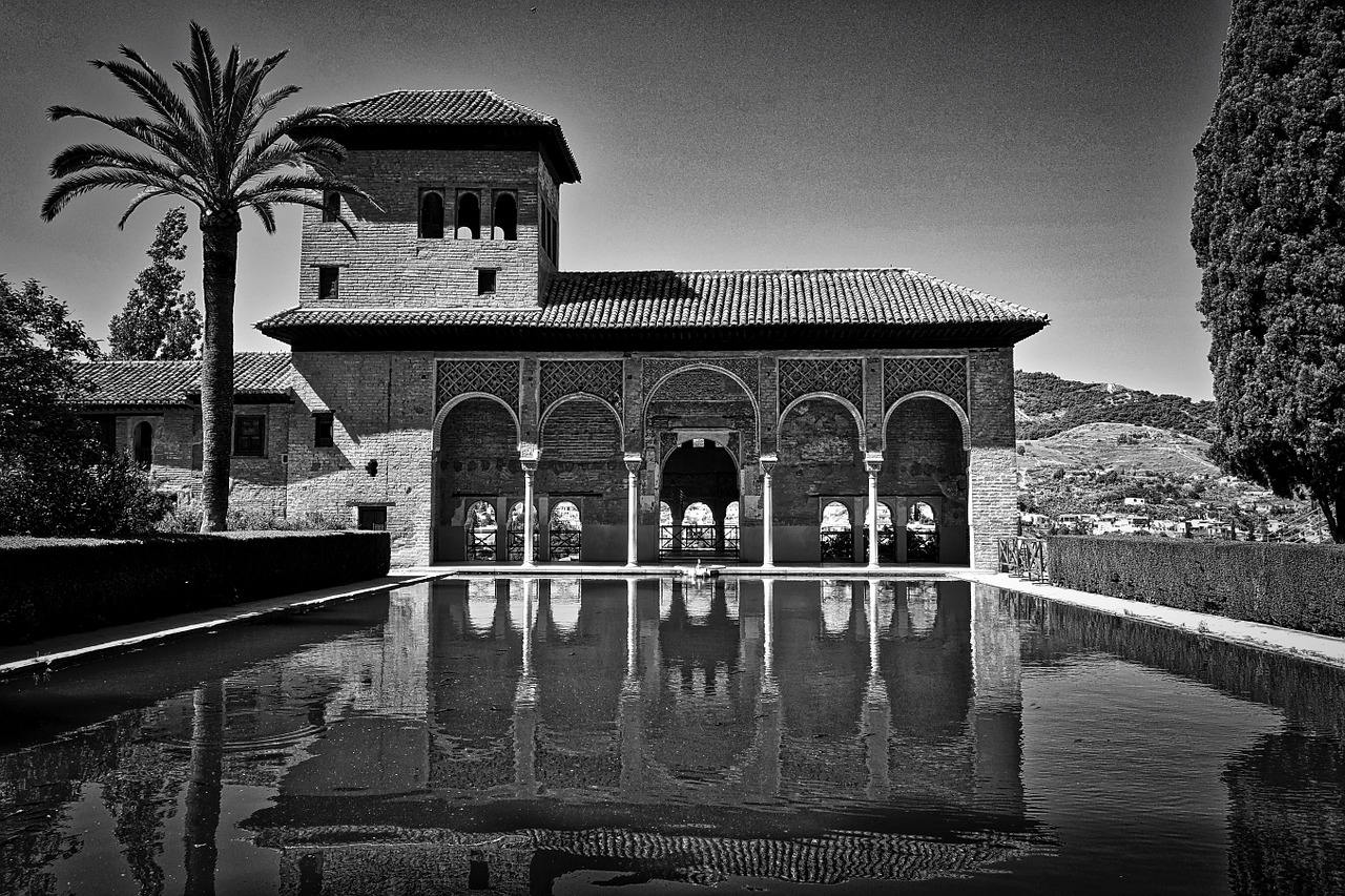 alhambra building arches free photo