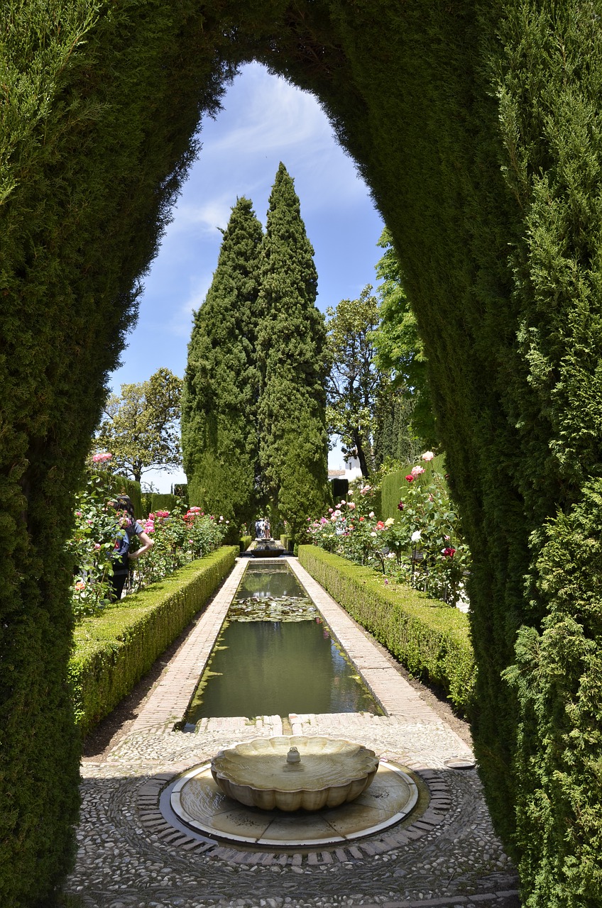 alhambra  garden  basin free photo