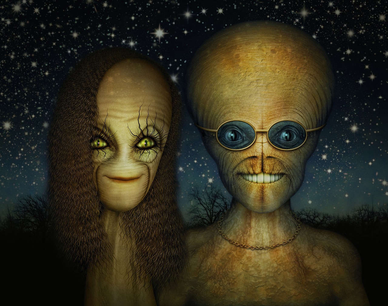 alien  couple  extraterrestrial free photo