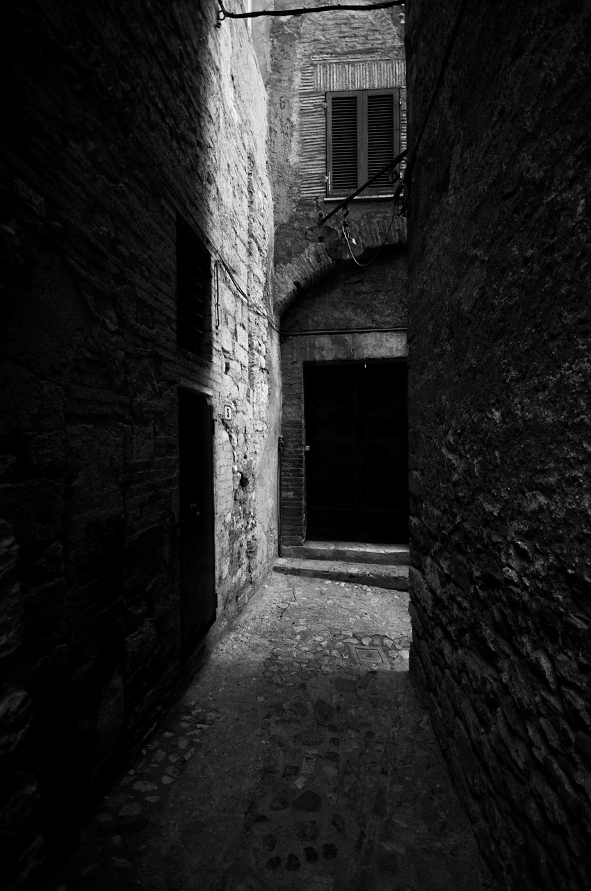 alley black and white historical centre free photo