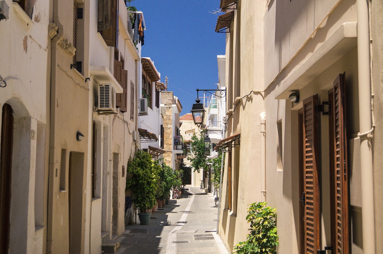 alley greece crowded free photo