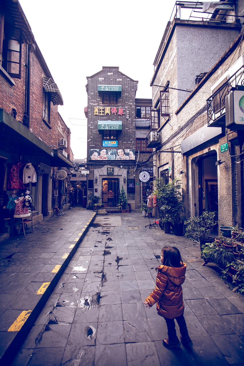 alley shanghai the little girl free photo