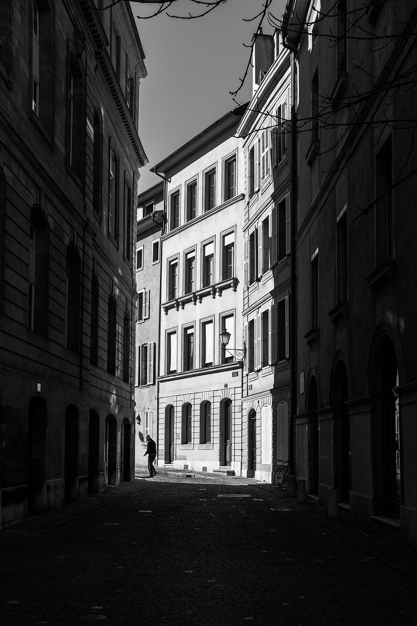 alley building black and white free photo