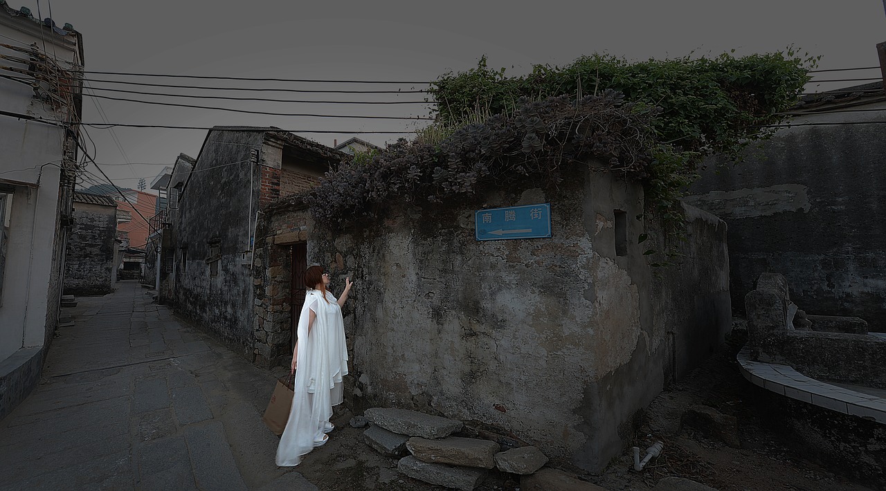 alley woman the old house free photo