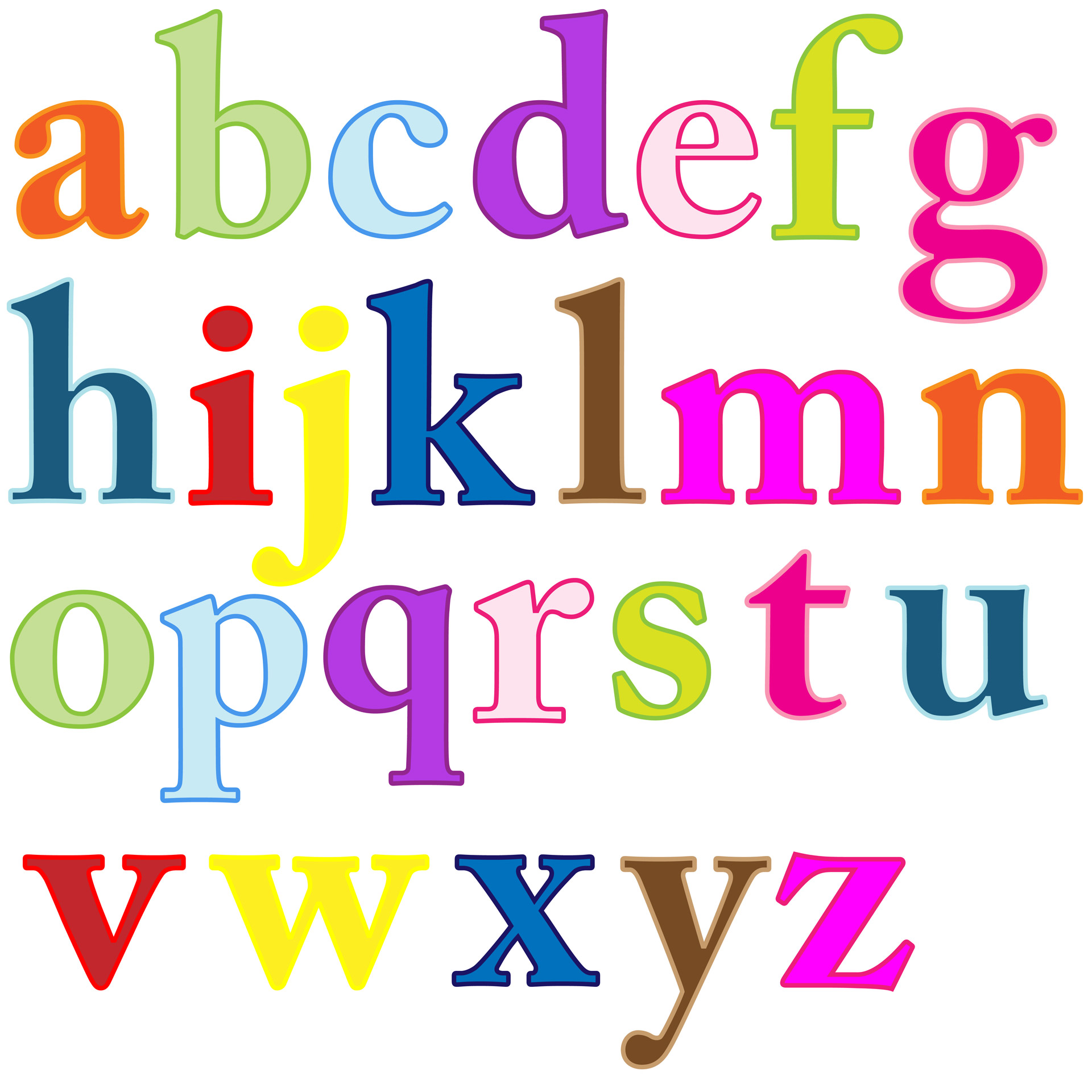 Alphabet,letters,alphabet letters,lower case,plain colors - free image