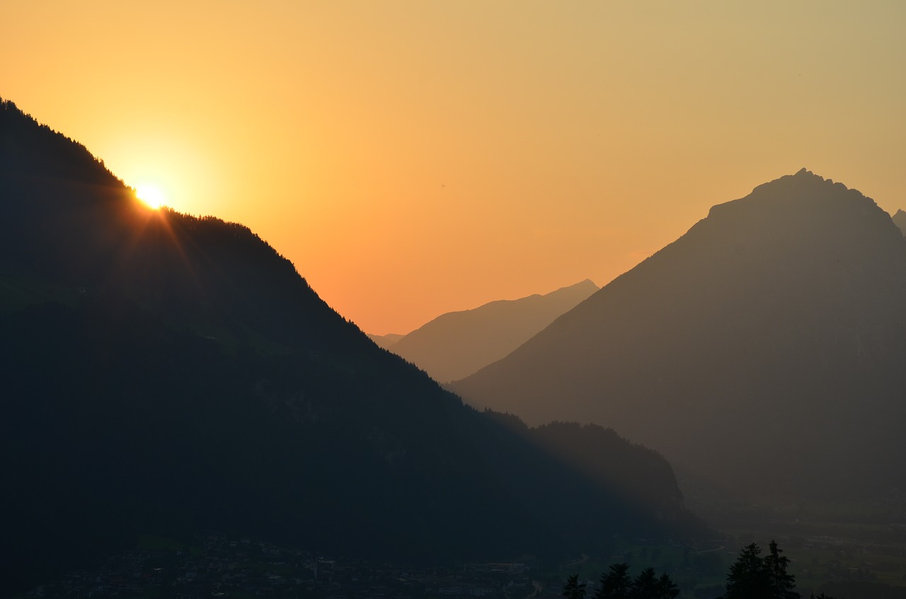 alpine sunset abendstimmung free photo