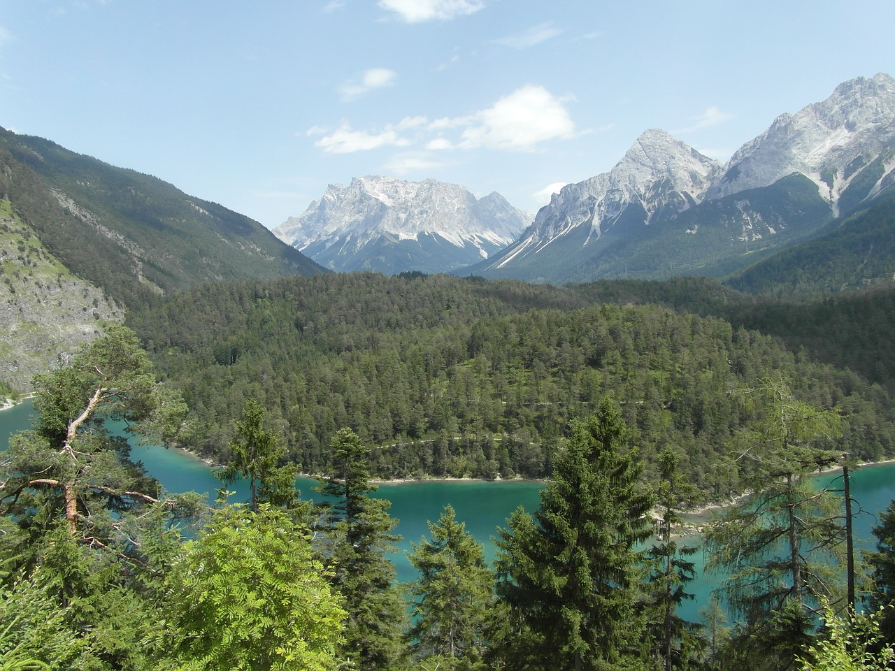 alpine mountains train pointed view free photo