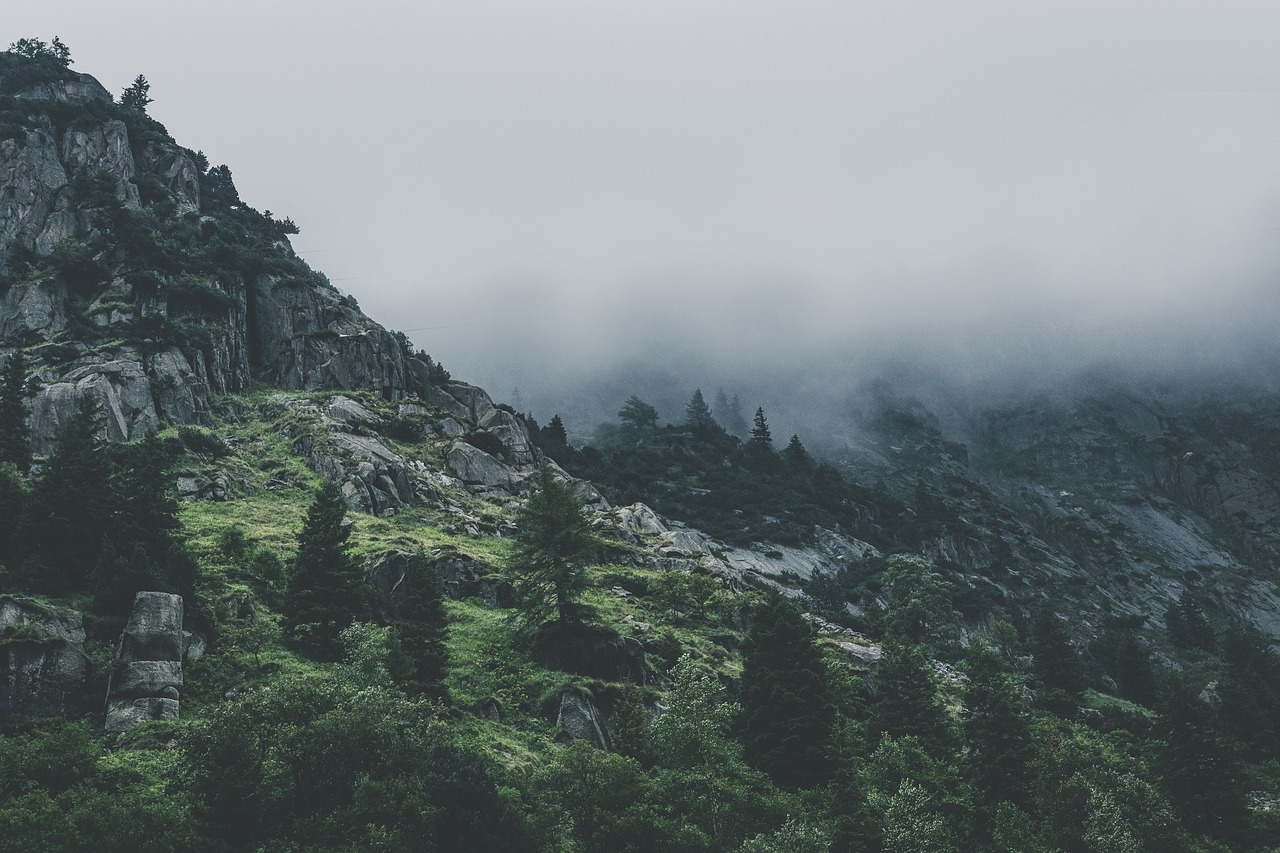 alpine cliff clouds free photo