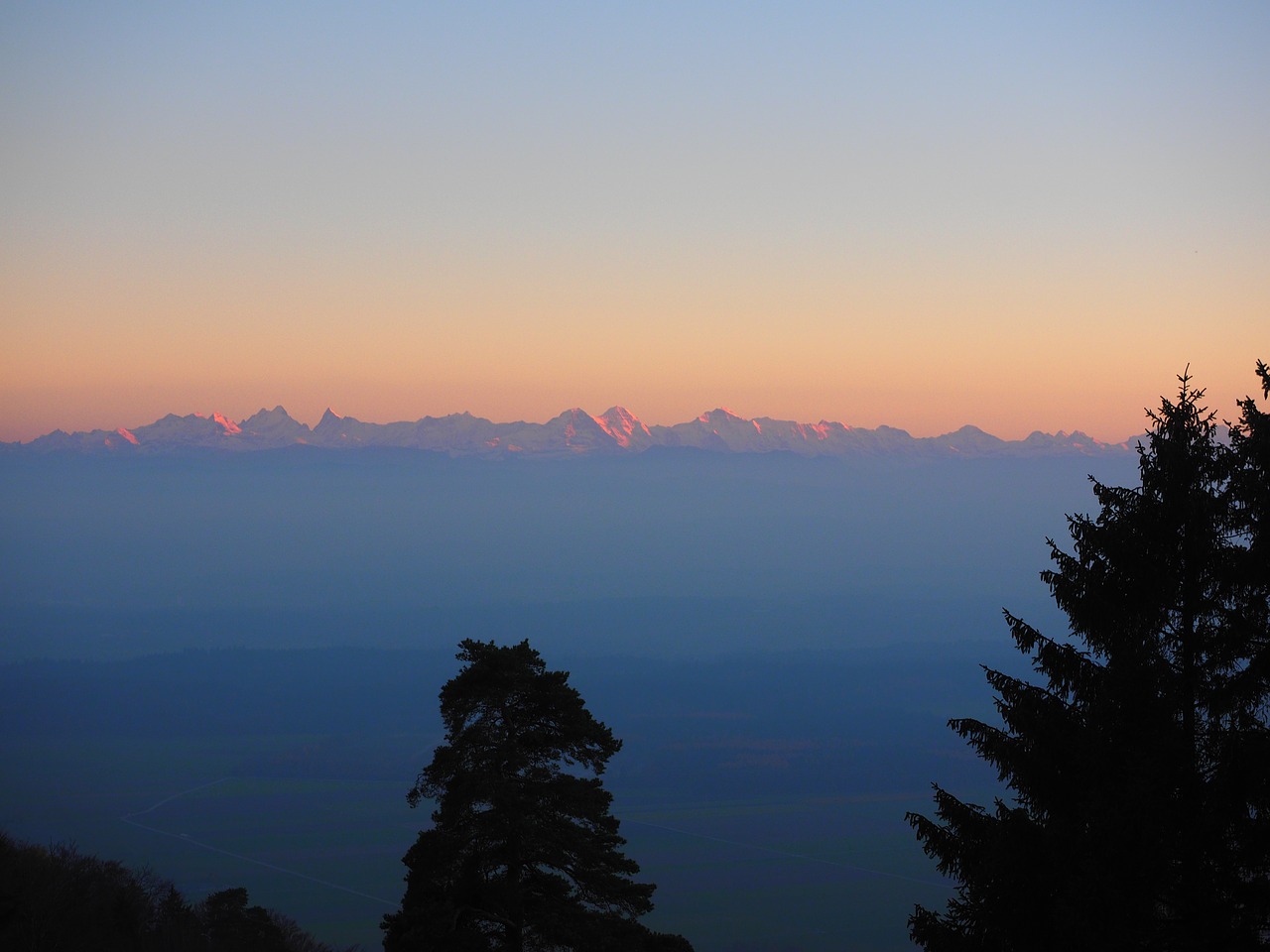 alpine alpine panorama alpenglühen free photo