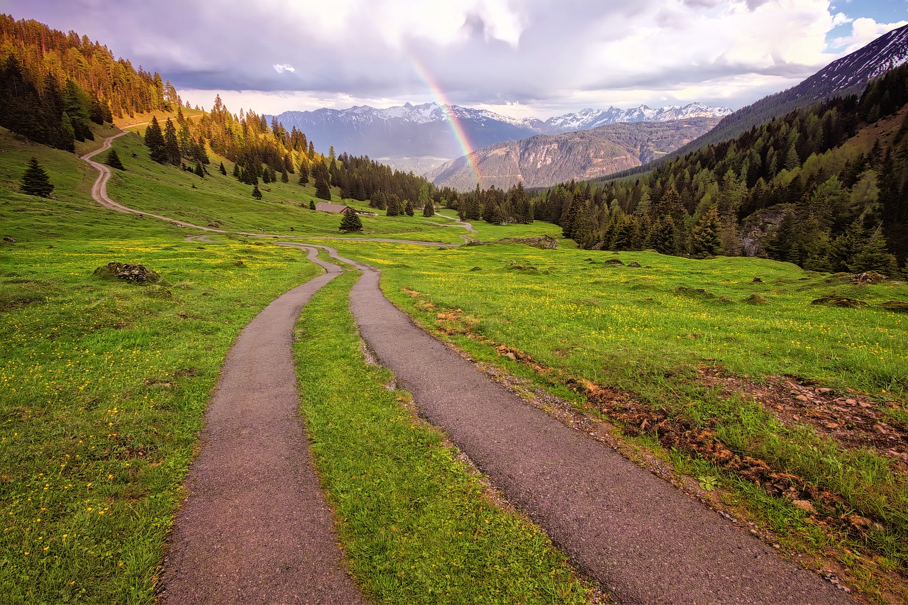 alpine  panorama  rainbow free photo