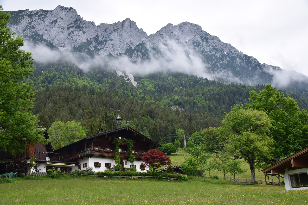 alpine  mountains  farmhouse free photo