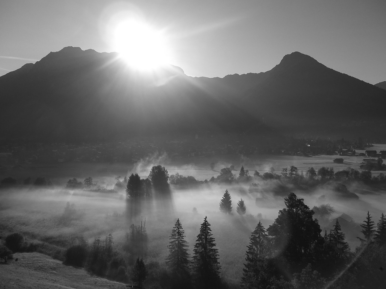 alpine mountains fog free photo