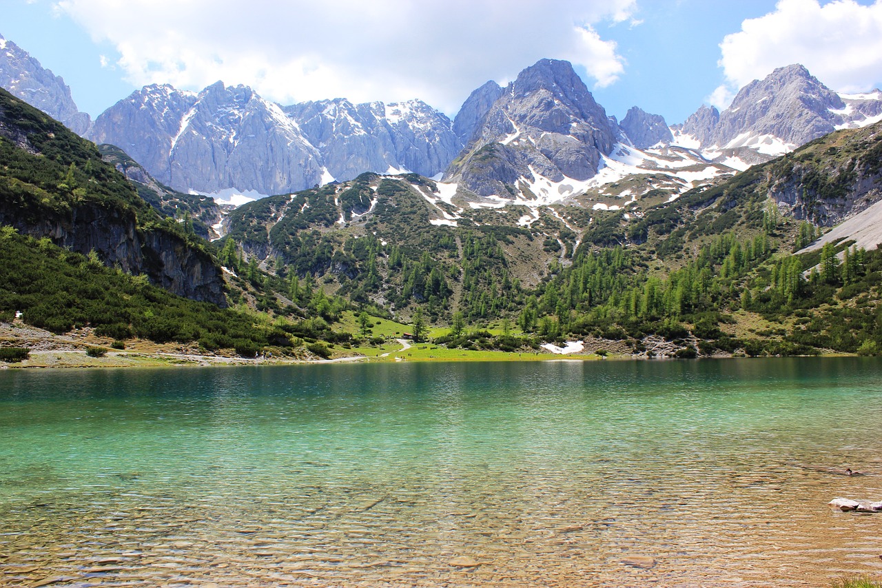 alpine lake mountains free photo