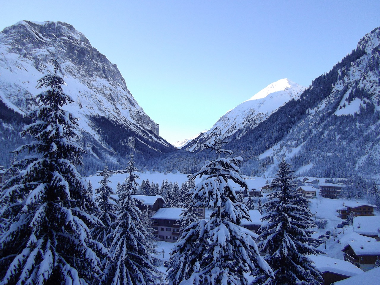 alps alpine village mountains free photo