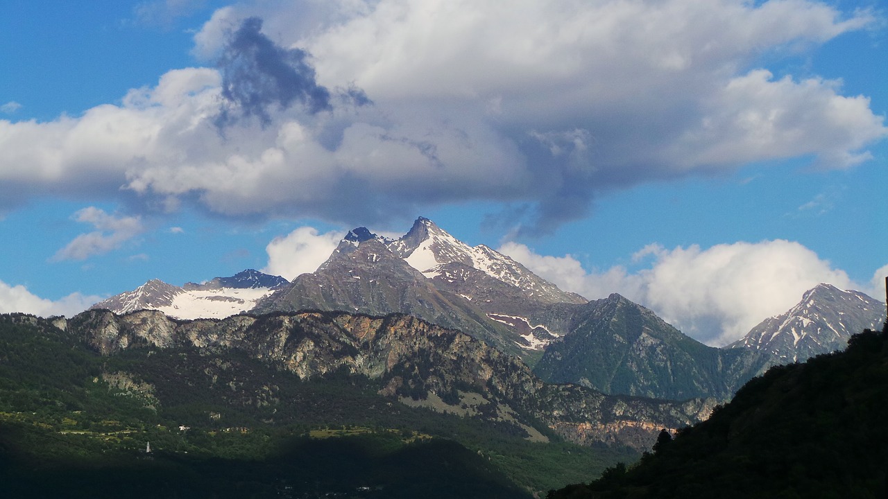 alps mountains clouds free photo