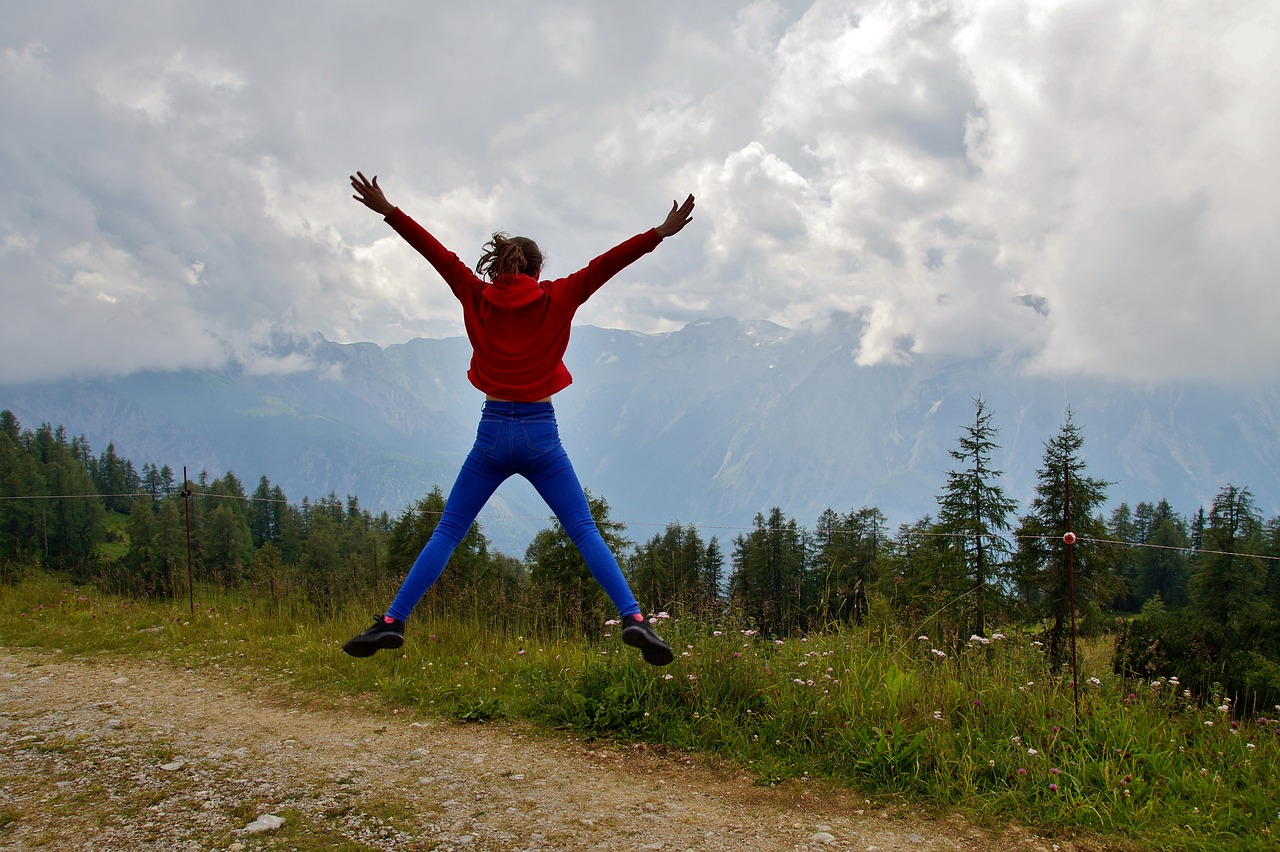 alps  girl  jump free photo