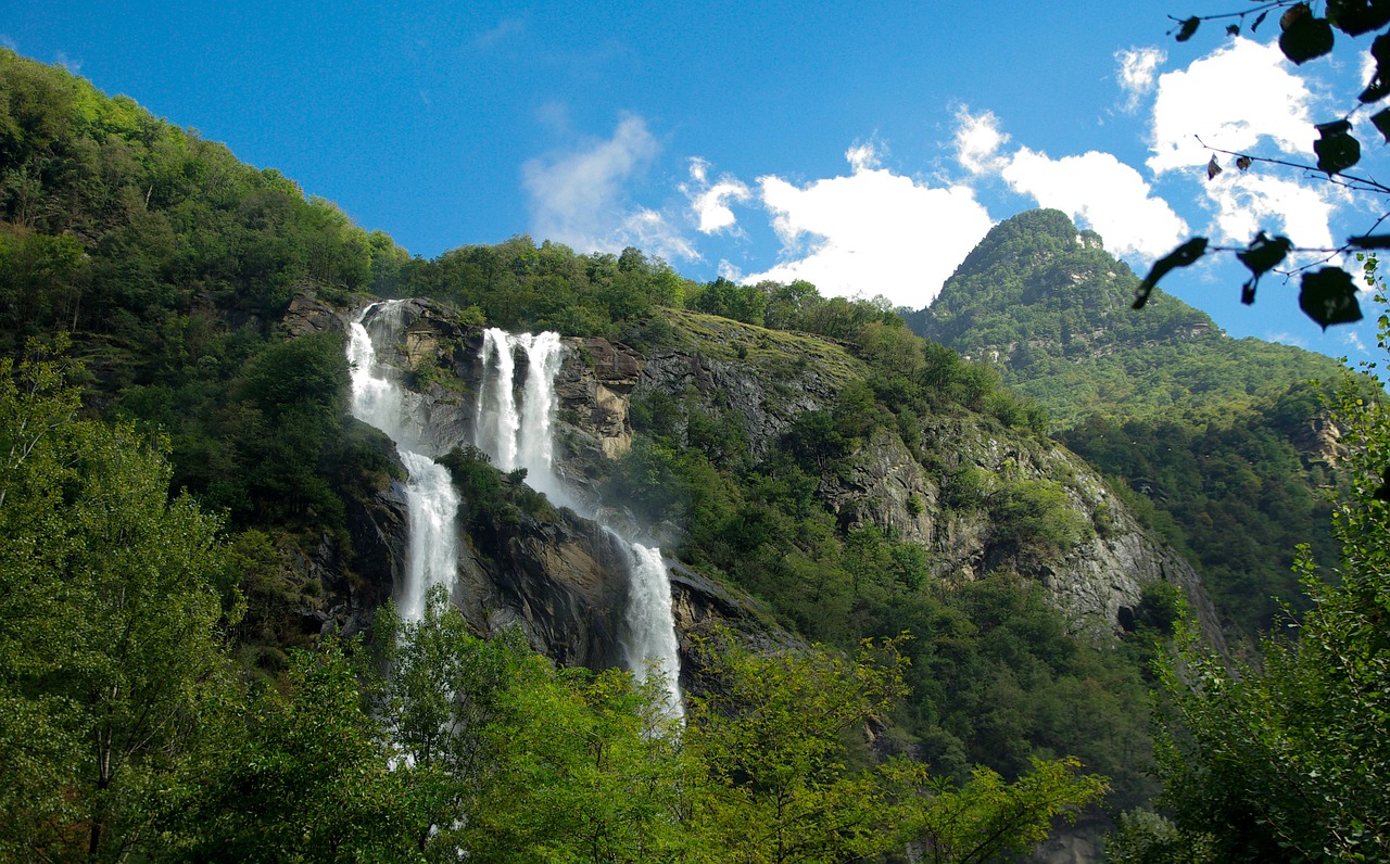 alps cascade waterfall free photo