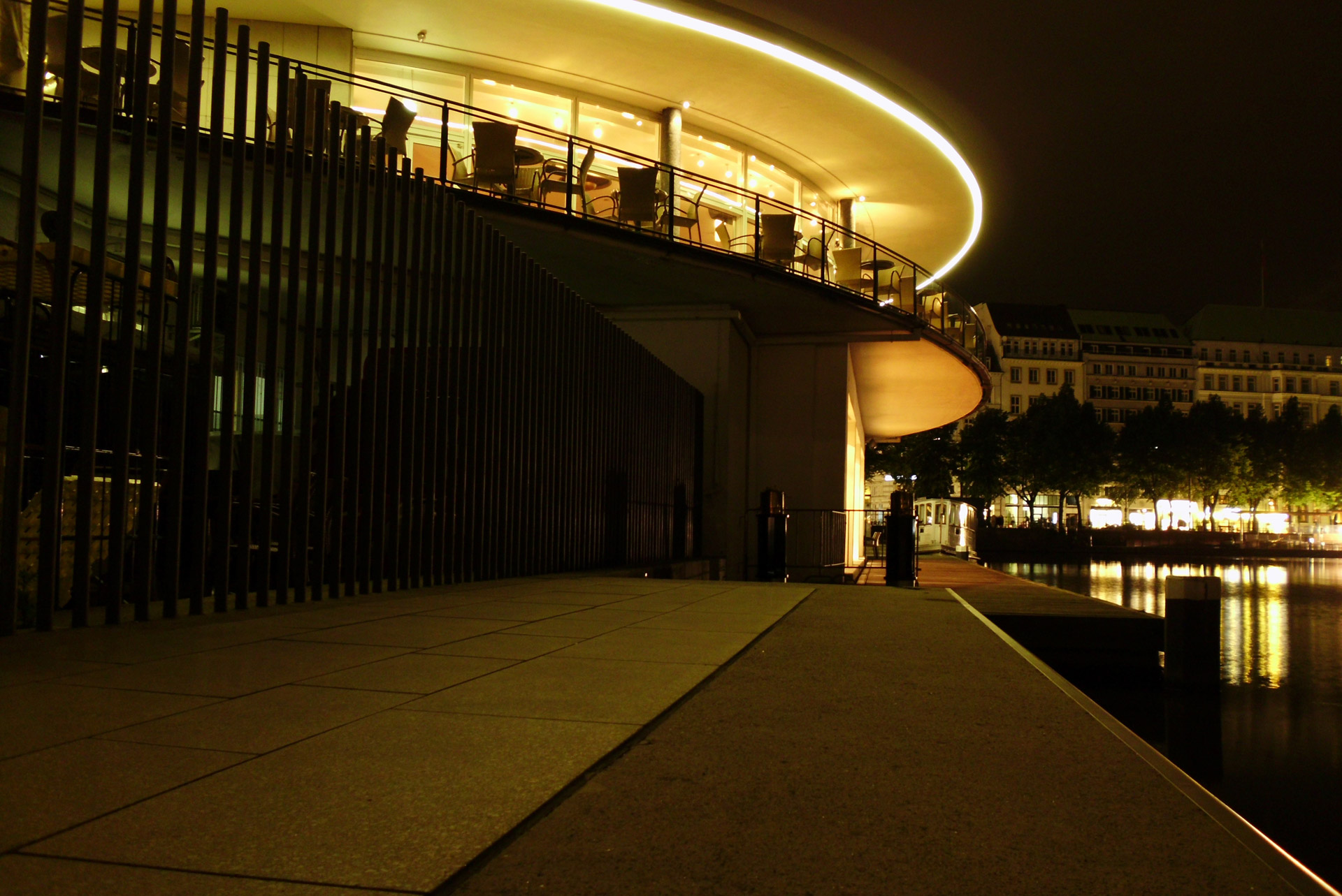 alster pavilion water night free photo