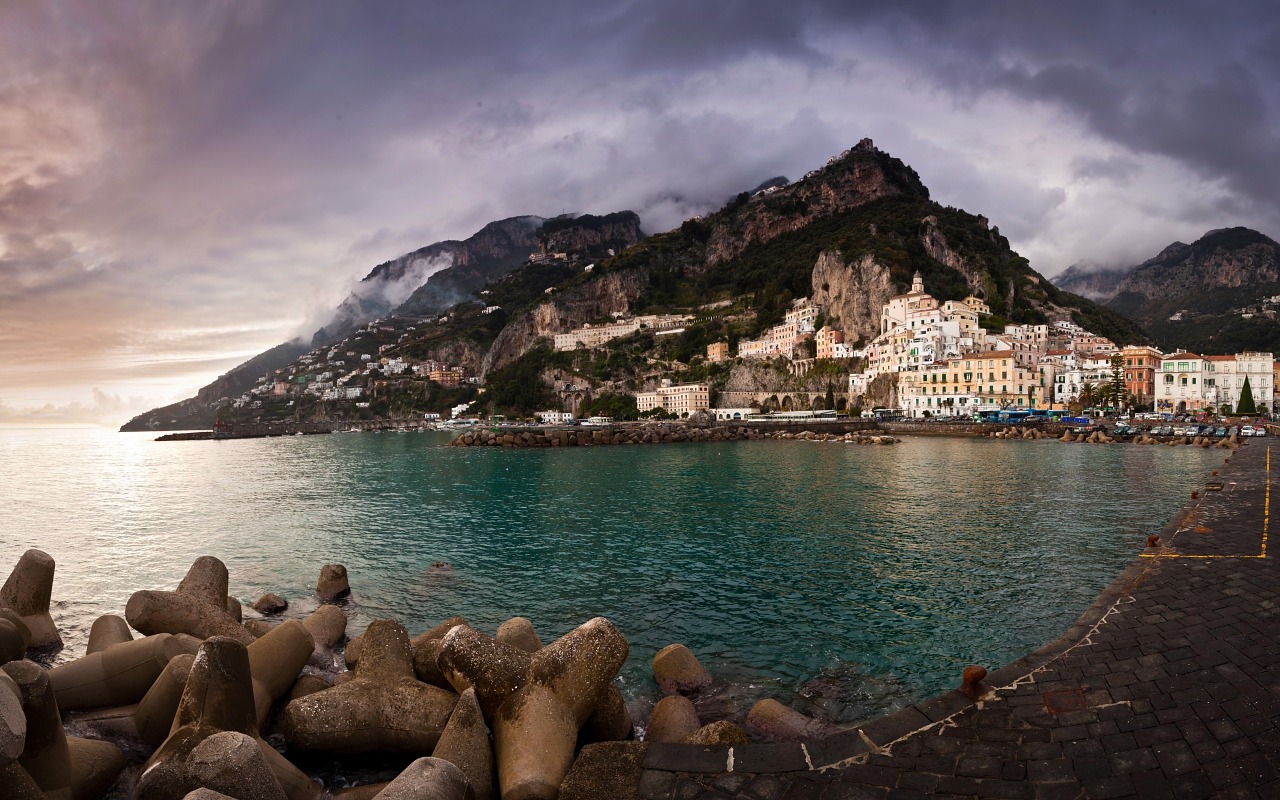 amalfi sea seaside town free photo