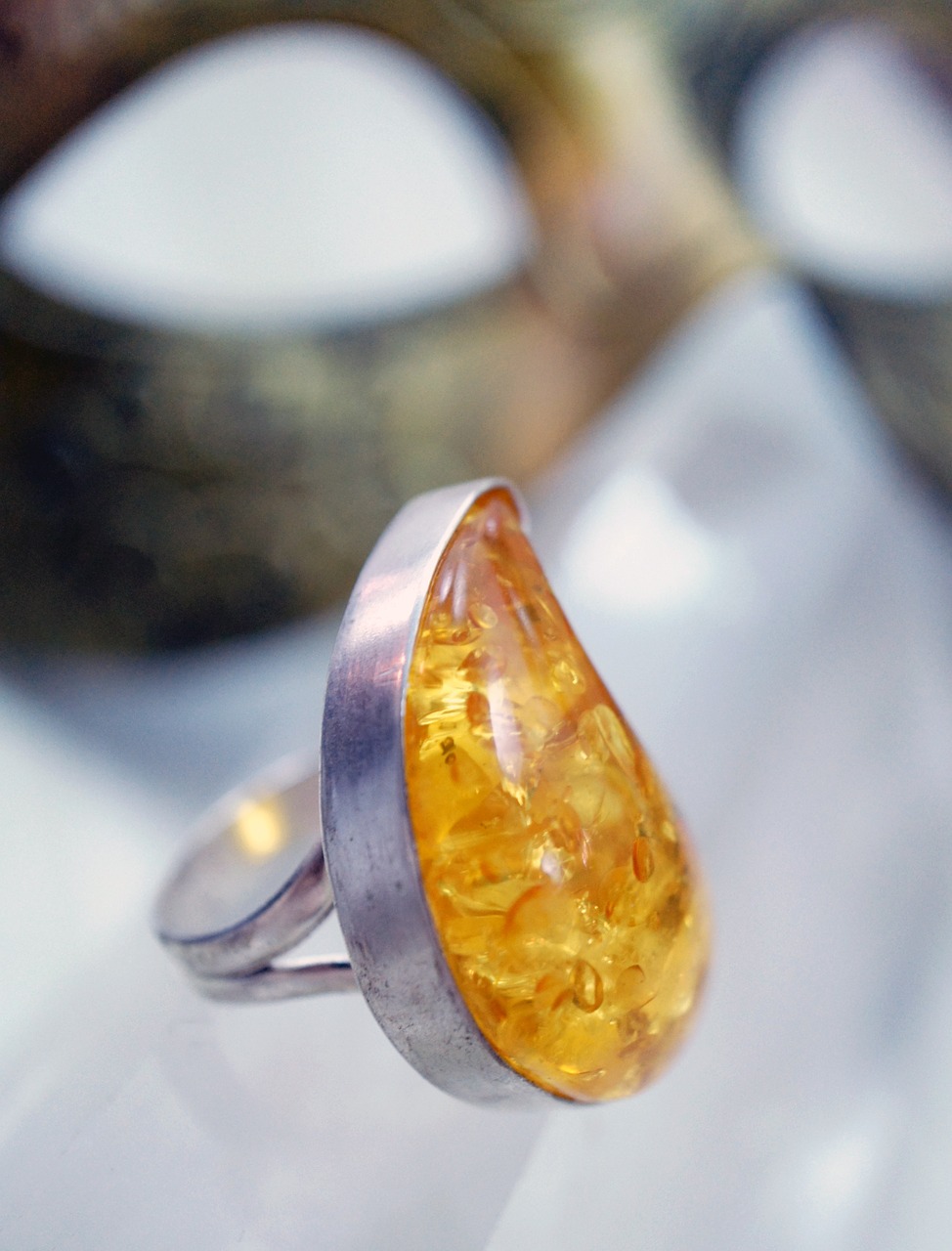 amber ring sterling silver free photo