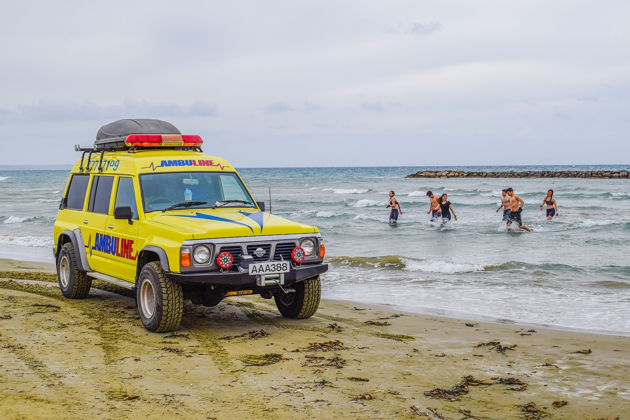 ambulance beach emergency free photo