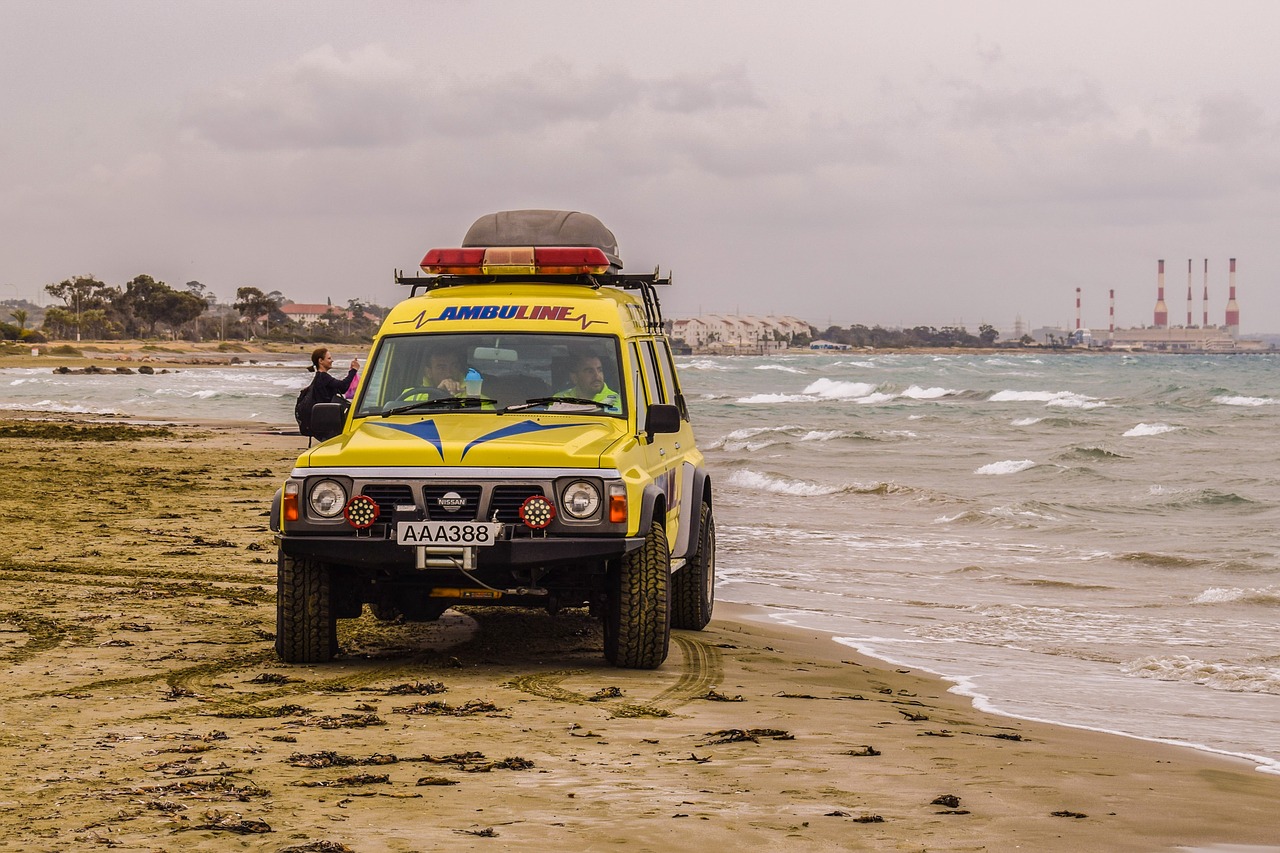 ambulance patrol beach free photo