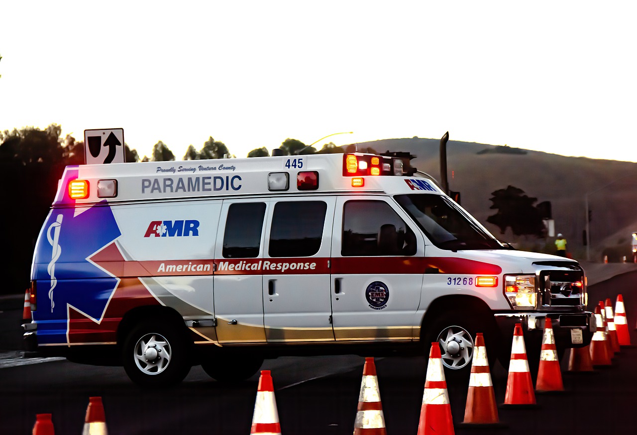 ambulance  cones  emergency free photo